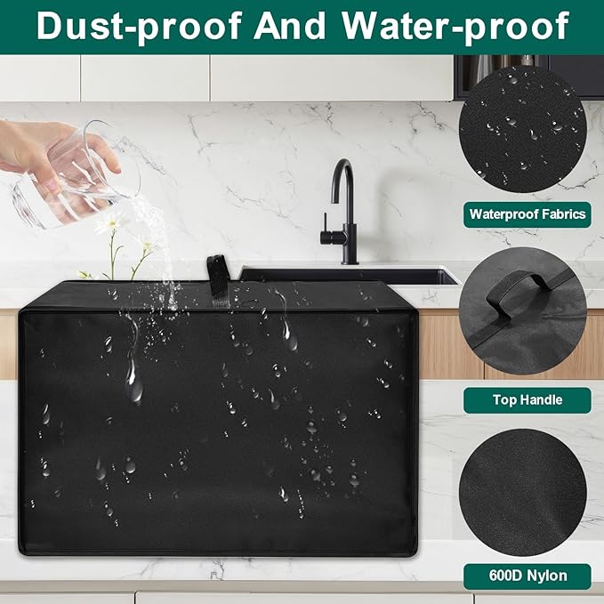 Heavy Duty Air Fryer Oven Cover for Ninja Double Stack DCT451/DCT601/DCT651/DCT401,18.72"Dx17.34"Wx13.40"H, 600D Heat-Resistant Nylon w/Aluminum Foil, Waterproof Dustproof toaster oven covers