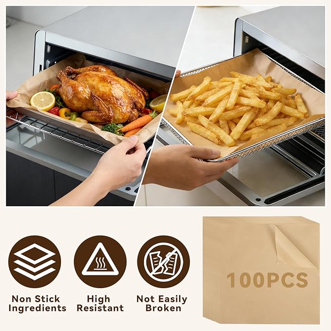 Air Fryer Accessories Set for Ninja SP151 Flip Toaster Oven, Includes Crumb Tray, Baking Pan, Air Fryer Basket, 4 Oven Liners and 100 Pcs Parchment Paper for Ninja SP151