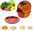 3PC/Set Colander set Stainless Steel Vegetable Slicer Fruit Potato Peeler Carrot Grater Strainer Utensil Round Rice Washer Bowl Drain Basket-Red