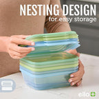 Ello Snap & Nest 10-Piece 4.5 Cup Plastic Meal Prep Set, Reusable Food Containers for Healthy Eating, Freezer, Dishwasher Safe, Berry Fields