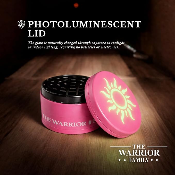 4-Piece Aluminum Herb Grinder – Manual Spice Grinder with Fine Pollen Catcher, Stainless Steel Mesh,Precision Mill & Secure Magnetic Lid for Culinary Herbs (Pink)