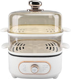 HEEPDD 2 Tier Electric Steam Pot, Steamers Multipurpose Cooker with Removable Steaming Trays, for Soup Noodles Seafood Vegetables 2 Tier Electric Steam Pot, 1200W 10.5L Stackable (US Plug 110V 700W)