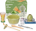Matcha Whisk Set,11Pcs Matcha Set,Matcha Kit,Whisk Made from 100% Natural Bamboo, 11-component set for all your matcha-making needs,Contains stainless steel spoon, measuring cup(green)