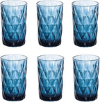 Bandesun Drinking Glass set of 6 Modern Glassware Diamond Pattern Tumbler Cup（12 OZ），for Water，Cocktail，Milk，Juice and Beverage