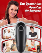 One Touch Electric Can Opener Fits All Can Sizes, Electric Can Openers for Kitchen Food Safe with Smooth Edge, Kitchen Gadgets Battery Operated Can Openers for Seniors, Arthritis and Chef Black+Grey