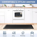 4/5 Inch Thick Kitchen Mat Anti Fatigue Mat Kitchen Rugs Kitchen Decor Non-Slip, Stain & Water Resistant, Kitchen Mats Desk Mat for Kitchen, Office, Workshop, Black, 17'' x 60''
