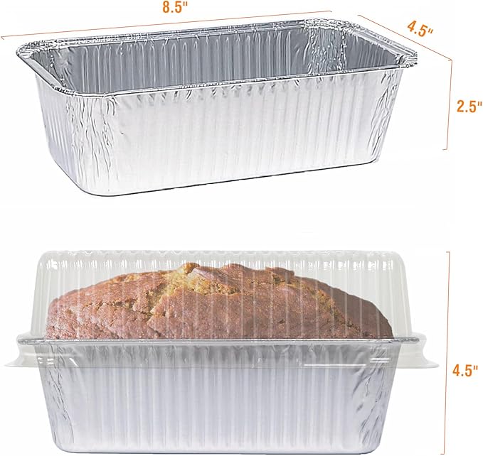 Disposable Loaf Pans With Lids Bakeware Set, 2lb, 30 Pack, 8.5x4.5 Heavy Duty Aluminum Foil Bread pan, Perfect for Bakery & Homemade Bread