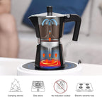 Sivaphe Aluminum Moka Pot 12 Espresso Cups, Percolator Espresso and Coffee Maker, Portable Stovetop Italian and Cuban Café Brewer for Home and Camping Black