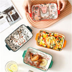 Ceramic Baking Pan, Forest Animals Pattern Tableware With Handle Salad Bowl Au Gratin Dish(Rabbit B round)