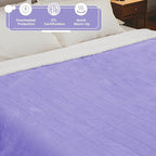 Electric Heated Blanket Throw Size - 50"x60", Soft Flannel Heating Blanket, 4 Heating Levels, 3 H Auto Shut Off, Breathable Warm and Washable for Sofa, Light Purple