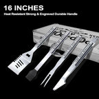 Pop Pop Gifts, Christmas Popop Gifts from Grandkids Heavy Duty Grilling Accessories Kit for Backyard BBQ, Thick Stainless Steel Grill Utensils with Non-Slip Handle Tool Grilling Gift for Man