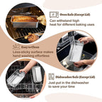 TeamFar Loaf Pans for Baking Bread, 9 x 5 Inch Stainless Steel Bread Loaf Pan with Lid, Meatloaf Pan Tin for Homemade Bread, Brownies, Meal Prep, Storage, Healthy & Dishwasher Safe - Set of 2