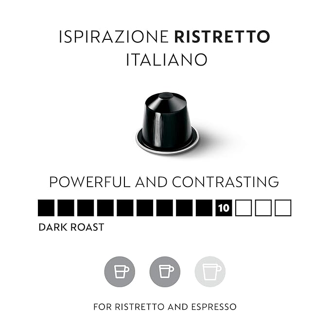 Nespresso Capsules OriginalLine, Ristretto Italiano, Dark Roast Espresso Coffee, 50-Count Espresso Pods