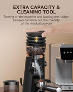 AMZCHEF Single Dose Coffee Grinder – 75 Settings Burr Grinder, 40mm Conical Burr, Anti-Static & Low-Retention Design, Quiet DC Motor with Magnetic Outlet & Vacuum Dosing Cup for Espresso, French Press