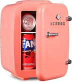 ICEBOX IBMF4BLS Mini Fridge For Bedroom, Skincare Refrigerator, Portable Cooler & Warmer for Makeup, for Office & Home, Mini (4 L / 6-Can), Blush Red