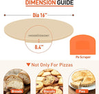 Arcedo Pizza Stone for Oven 16 Inch, Round Baking Stone for Bread Thermal Shock Resistant BBQ Grilling Pizza Pan Cordierite Cooking Pan With PE Scraper