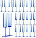 24 PCS Sapphire Blue Plastic Champagne Flutes 5.4 OZ Clear Acrylic Champagne Flutes Sparkling Wine GlassesLong Stem Crystal Champagne Glasses For Wedding Baby Shower Anniversary Birthday