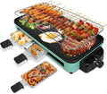 KOCASO 2-IN-1 Indoor Electric Grill, 2000W Electric Indoor Grill & Raclette, 5 Temp Control 176°F-392°F, Removable Non-Stick Plates & 3 Cheese Trays, Dishwasher Safe, for Family Party BBQ