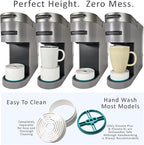 Elevate Anti-Splash Cup Riser Accessory for most Keurig K-cup, Cuisinart Single Serve, and other Coffee Makers, Adjustable for Cup Size and Drip Tray Type (White with Turquoise)