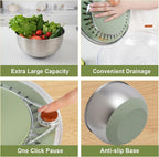 Stainless Steel Salad Spinner Large, Salad Washer Spinner and Dryer, Lettuce Cleaner Spinner, Vegetable Dryer, Fruit Washer with Dipping Saucers and Clip Dishwasher Safe, 5.3Qt