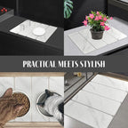 Large Stone Dish Drying Mats for Kitchen Counter, 24"(L)×16"(W) Marble pattern, Drying Collapsible Dish Drying Mat, Eco-Friendly Absorbent Diatomaceous Earth Mats for Dishes Bottles Cups