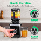 Cold Press Juicer, ORMEO HOME Masticating Juicer Machines with 5.5" Large Feed Chute Fit Whole Vegetables & Fruits, with Pulp Seperation 99.6% Juice Purity, Quiet Motor Easy to Clean BPA Free