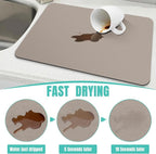 WISELIFE Coffee Mat Super Absorbent Dish Drying Mat Coffee Bar Accessories Match with Machine Large Drying Mats for Kitchen Counter 12" W x 19" L, Khaki