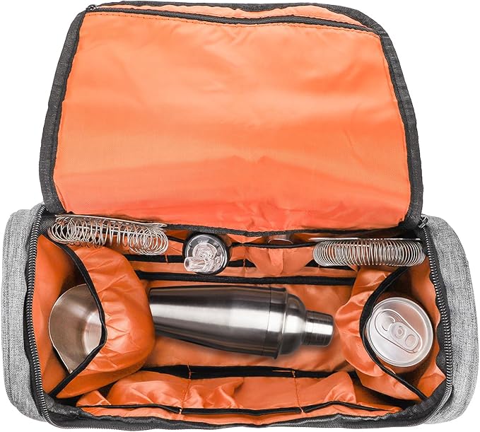 WUWEOT Travel Bartender Bag, Portable Bar Bag, Mixology Bartending Backpack with Padded Compartments and Handle for Tools Set Storage Cocktail Shaker and Wine Bottle Carrier