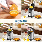 JUSANTE Citrus Juicer, Orange Juicer Machine, Stainless Steel Hands Free Lime Grapefruit Squeezer, Electric Citrus Juicer for Juice, Fruits, Lemons