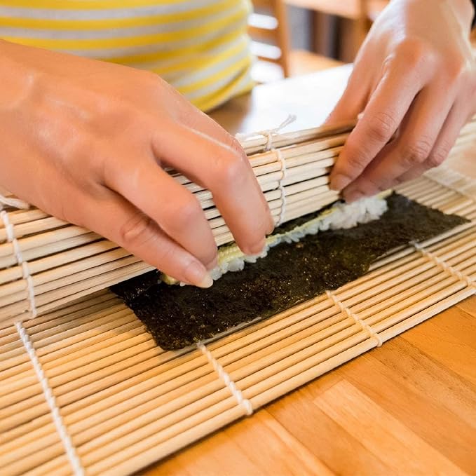 Sushi Making Tools Beginner Tools Set Include Sushi Rolling Pads Nori Rice Bamboo Curtain Roll Mats Equipment Chopsticks Rice Paddle and Rice Spreader, Set of 9