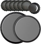 RICHSC-PAN Tart Pan Set, 11 & 9 Inch Tart Pans with 6Pcs 4 Inch Mini Pans. Removable Bottom, Non-Stick Coating, For Tart Quiche Pie Making. Suitable for Family Festivals and Gatherings.(8 Pack)