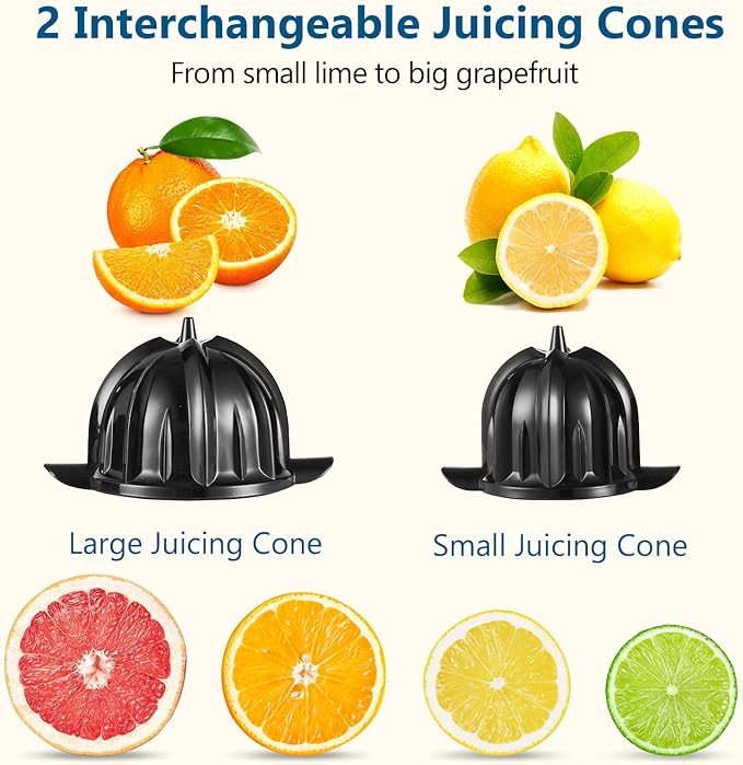 JUSANTE Citrus Juicer, Orange Juicer Machine, Stainless Steel Hands Free Lime Grapefruit Squeezer, Electric Citrus Juicer for Juice, Fruits, Lemons