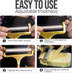Zulay Kitchen Cheese Slicer With Adjustable Thickness – Heavy Duty Block Slicer with 2 Extra Wires – Ideal for Mozzarella, Cheddar, Gouda - Gold