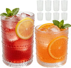 Hobnail Drinking Glasses Set of 8，Includes 12-ounce beer glasses and 10-ounce cocktail glasses.Kitchen Water Glass Cup,Bar Tumbler Glassware Set for Whiskey, Beer, Cocktail, Juice, Milk