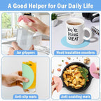 Aixoom Rubber Jar Opener Pads Set of 4, Round Heat-insulated Non-Slip Gripper Pads for Jars, Kitchen Tool for Easy Opening (Circle, Light Color)