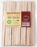 Wooden Coffee Stirrers 5.5" Coffee Stir Sticks 100 Pcs, Natural Birch Round End Thick Birch Wood Eco-Friendly， Suitable for Coffee, Cocktail and Hot Drinks