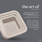 Ceramic Coated Glass Food Storage Container | No PTFE, PFOA, PFAS, and BPA | Reusable Non Toxic Meal Prep Container with Glass Lid | Easy To Store | 2.5 Cup Square [Crema]