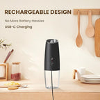 Rechargeable Electric Salt And Pepper Grinder Set, Automatic Gravity Electric Salt And Pepper Grinder Set, Adjustable Roughness, Led Light, 2 Pack, (Black)
