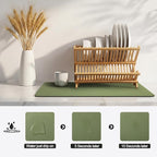 Ecotrim - Dish Drying Mat for Kitchen Counter | Coffee Bar Mat for Countertops | Heat Resistant Drainer Mat with Non-slip Rubber Backed | Hide Stain Kitchen Absorbent Draining Mat | Green 16"x20"