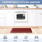 StepRite 4/5 Inch Thick Kitchen Mat Anti Fatigue Mat Kitchen Rugs Kitchen Decor Non-Slip, Stain & Water Resistant, Kitchen Mats Desk Mat for Kitchen, Office, Workshop, Red, 17'' x 28''