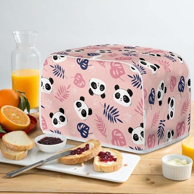 JEOCODY Toaster Cover 2 Slice Pink Panda Print Small Appliance Toaster Cover for Kitchen Keep Toaster Free From Dust And Fingerprint Machine Washable