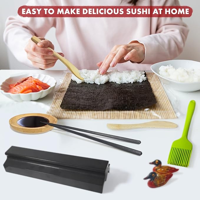Premium DIY Sushi Kit - 21 Pcs Plastic Set, Sushi Maker including Rice Roll Mold