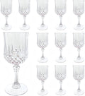 Plastic Wine Glasses, Plastic Goblets Vintage Style Cordial Unbreakable Drinking Glasses, Reusable Drinkware for Wedding Reception, Grand Event Party Supplies,Mother's Day(12, Transparent)