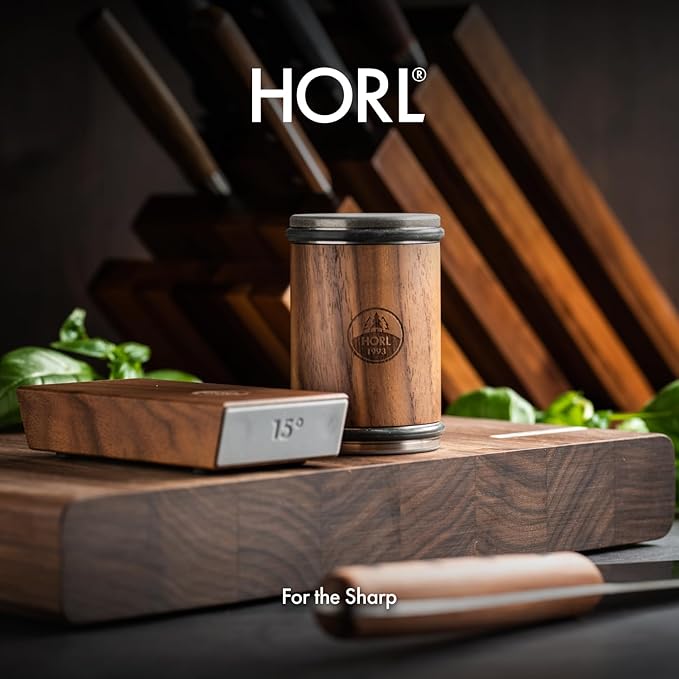 HORL 2 Walnut Rolling Knife Sharpener - Kitchen Knife Sharpener for Razor Sharp Edges - Diamond & Ceramic Knife Sharpening Kit - Professional Rolling Sharpener with 15° & 20° Angles - Made in Germany
