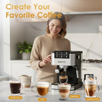 Geek Chef Espresso Machine with Milk Frother, 20 Bar Automatic Espresso Maker, Fast Heating Coffee Maker for Cappuccino, Latte & Iced Coffee, Easy to Use & Clean, for Home Barista