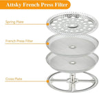 8 Pieces French Press Replacement Parts Stainless Steel Set, 6 Pieces 4in Universal French Press Screen, Containing Spiral Disk and Cross Disk for 34oz/3.75 Inch Wide French Press Coffee Press