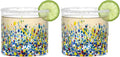 Large Confetti DOF Glasses – Set of 2-11oz Luxury Hand Blown Confetti Whiskey, Margarita, Martini, Cocktails, Water, Wine, Dessert & Champagne Glasses Cinco de Mayo, Hand Blown - Mexican Water Glass