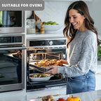2-Pack Large 304 Stainless Steel Baking Pan Set (19.5"x13.5") - Non-Toxic Heavy Duty Commercial Grade Deep Sheet Pan, 1 Solid & 1 Perforated Pans for Roasting, Defrosting, Draining, Cooling