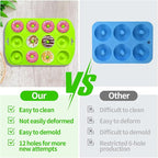 Silicone Donut Baking Pans, 12 Holes Mini Donut Mold for Baking Keto Bagels, Tasty Donuts in Party and Festival, Set of 2