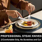 49-Piece Hammered Silverware Set with Organizer, Food-Grade Stainless Steel Flatware for 8, Cutlery Utensil Sets with Steak Knives, Rust-proof, Mirror Polished, Dishwasher Safe, Wave Hammered
